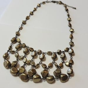 Gold Nugget Bib Necklace Burnished Brass Avon 2010 NWT